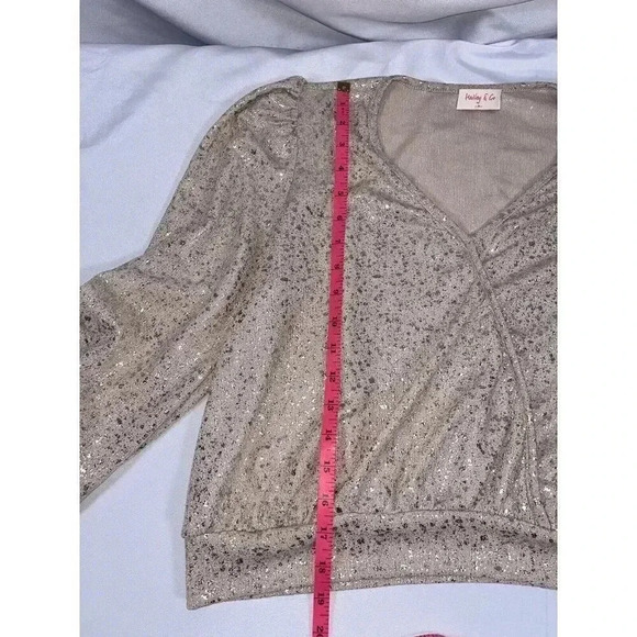 Hailey & Co Sparkly Gold Blouse Size Medium - Picture 3 of 8